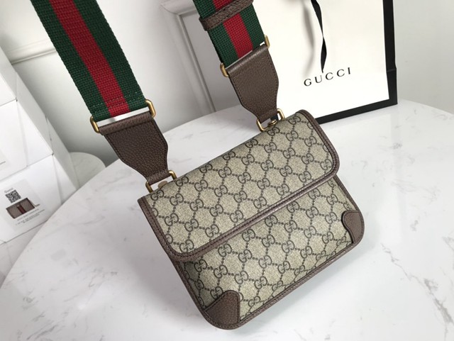 Gucci高仿專櫃女包 501050 古奇GG Supreme高級人造帆布小號郵差包 Gucci女士單肩斜挎包  gqy3760